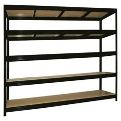 Metall-Schwerlastregal Mega L X B X H: 70 X 240 X 200 Cm, Traglast: 450 Kg/Boden, Anzahl Böden: 5 Stk., Stecken, Schwarz