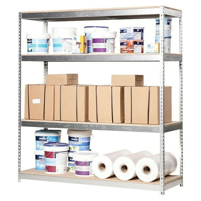 Simonrack Simonforte Metall-Schwerlastregal L X B X H: 60 X 180 X 200 Cm, Traglast: 600 Kg/Boden, Anzahl Böden: 4, Silber 4 Simonrack Simonforte Metall-Schwerlastregal L X B X H: 60 X 180 X 200 Cm, Traglast: 600 Kg/Boden, Anzahl Böden: 4, Silber – Bild 2