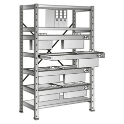 Scholz System Metall-Registraturregal Grundelement 430 X 850 X 1.920 Mm, Traglast: 100 Kg/Rahmen, Stecken