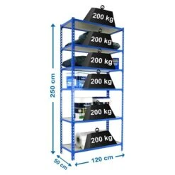 Simonrack Maderclick Metallregal Mega Plus L X B X H: 50 X 120 X 250 Cm, Traglast: 150 Kg/Boden, Anzahl Böden: 6 Stk., Stecken, Blau -Heimwerkzeuge erkäufe 2024 12 4132