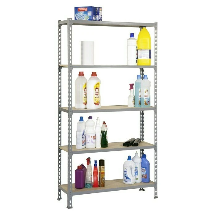 Simonrack Maderclick Metallregal Mini L X B X H: 40 X 80 X 180 Cm, Traglast: 150 Kg/Boden, Anzahl Böden: 5 Stk., Grau 4 Simonrack Maderclick Metallregal Mini L X B X H: 40 X 80 X 180 Cm, Traglast: 150 Kg/Boden, Anzahl Böden: 5 Stk., Grau – Bild 2