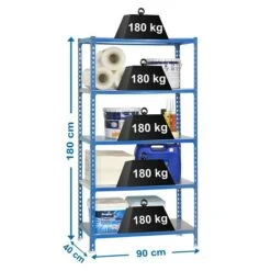 Simonrack Simonclick Metallregal L X B X H: 40 X 90 X 180 Cm, Traglast: 180 Kg/Boden, Anzahl Böden: 5 Stk., Stecken, Blau -Heimwerkzeuge erkäufe 2024 12 4175