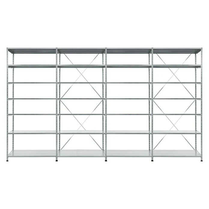 Scholz Metall-Lagerregal SE Länge: 400 Mm, Breite: 4.080 Mm, Höhe: 2.640 Mm, Traglast: 140 Kg/Boden, Anzahl Böden: 7 Stk. 3 Scholz Metall-Lagerregal SE Länge: 400 Mm, Breite: 4.080 Mm, Höhe: 2.640 Mm, Traglast: 140 Kg/Boden, Anzahl Böden: 7 Stk.