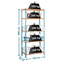 Simonrack Maderclick Metallregal Mega Plus L X B X H: 50 X 120 X 200 Cm, Traglast: 200 Kg/Boden, Anzahl Böden: 5 Stk., Stecken, Blau/Orange -Heimwerkzeuge erkäufe 2024 12 4182
