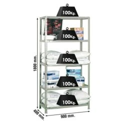 Simonrack Comfort Metallregal L X B X H: 40 X 90 X 180 Cm, Traglast: 100 Kg/Boden, Anzahl Böden: 5, Schrauben, Grau -Heimwerkzeuge erkäufe 2024 12 4207