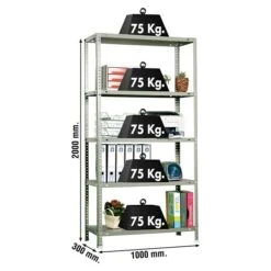 Simonrack Simonclassic Metallregal Advantage Plus L X B X H: 30 X 100 X 200 Cm, Traglast: 75 Kg/Boden, Anzahl Böden: 5 Stk., Schrauben, Grau -Heimwerkzeuge erkäufe 2024 12 4230