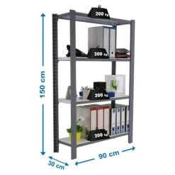 Simonrack Simonoffice Aktenregal Grundelement L X B X H: 30 X 90 X 150 Cm, Traglast: 200 Kg/Boden, Anzahl Böden: 4, Grau -Heimwerkzeuge erkäufe 2024 12 4241