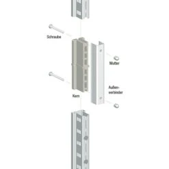 Scholz System Regalverbindung 2 Kerne, 2 Verbinder, 4 Schrauben, 4 Muttern