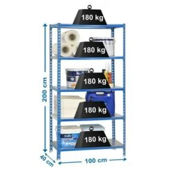 Simonrack Simonclick Metallregal Plus L X B X H: 40 X 100 X 200 Cm, Traglast: 180 Kg/Boden, Anzahl Böden: 5 Stk., Stecken, Blau -Heimwerkzeuge erkäufe 2024 12 4251