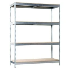 Simonrack Simonforte Metall-Schwerlastregal L X B X H: 60 X 150 X 200 Cm, Traglast: 600 Kg/Boden, Anzahl Böden: 4, Silber