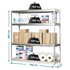 Simonrack Simonforte Metall-Schwerlastregal L X B X H: 60 X 150 X 200 Cm, Traglast: 600 Kg/Boden, Anzahl Böden: 4, Silber -Heimwerkzeuge erkäufe 2024 12 4279