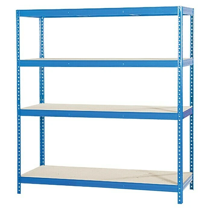 Regalux Metall-Schwerlastregal XXL L X B X H: 60 X 160 X 185 Cm, Traglast: 350 Kg/Boden, Anzahl Böden: 4 Stk., Stecken, Blau 4 Regalux Metall-Schwerlastregal XXL L X B X H: 60 X 160 X 185 Cm, Traglast: 350 Kg/Boden, Anzahl Böden: 4 Stk., Stecken, Blau – Bild 2