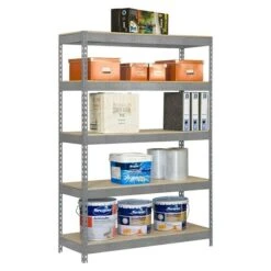 Simonrack Bricoforte Metall-Schwerlastregal L X B X H: 60 X 100 X 200 Cm, Traglast: 300 Kg/Boden, Anzahl Böden: 5, Silber, Material Boden: Holz