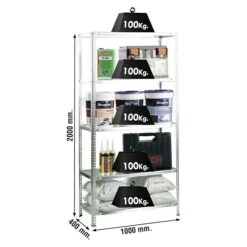 Simonrack Comfort Metallregal L X B X H: 50 X 100 X 200 Cm, Traglast: 100 Kg/Boden, Anzahl Böden: 5 Stk., Schrauben, Silber -Heimwerkzeuge erkäufe 2024 12 4372