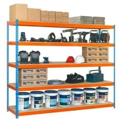 Simonrack Ecoforte Metall-Schwerlastregal L X B X H: 45 X 180 X 200 Cm, Traglast: 400 Kg/Boden, Anzahl Böden: 5 Stk., Stecken, Blau/Orange -Heimwerkzeuge erkäufe 2024 12 4382