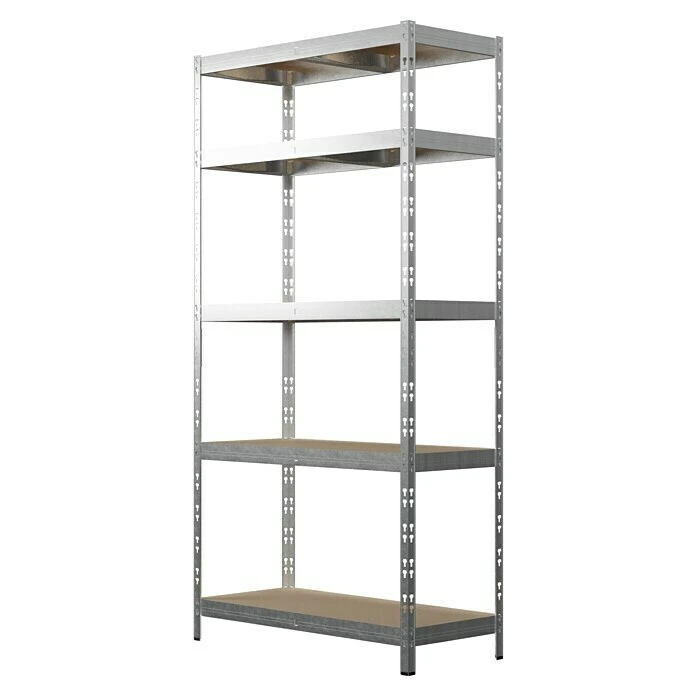 Regalux Metall-Schwerlastregal L X B X H: 40 X 90 X 180 Cm, Traglast: 175 Kg/Boden, Anzahl Böden: 5 Stk., Stecken, Silber 5 Regalux Metall-Schwerlastregal L X B X H: 40 X 90 X 180 Cm, Traglast: 175 Kg/Boden, Anzahl Böden: 5 Stk., Stecken, Silber – Bild 3