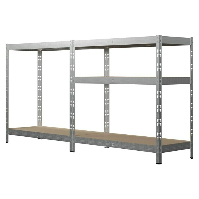Regalux Metall-Schwerlastregal L X B X H: 40 X 90 X 180 Cm, Traglast: 175 Kg/Boden, Anzahl Böden: 5 Stk., Stecken, Silber 6 Regalux Metall-Schwerlastregal L X B X H: 40 X 90 X 180 Cm, Traglast: 175 Kg/Boden, Anzahl Böden: 5 Stk., Stecken, Silber – Bild 4