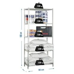 Simonrack Maderclick Metallregal L X B X H: 40 X 90 X 180 Cm, Traglast: 150 Kg/Boden, Anzahl Böden: 5, Stecken, Silber -Heimwerkzeuge erkäufe 2024 12 4404