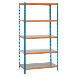 Simonrack Simonclick Metallregal Super Plus L X B X H: 40 X 110 X 200 Cm, Traglast: 180 Kg/Boden, Anzahl Böden: 5 Stk., Stecken, Blau/Orange