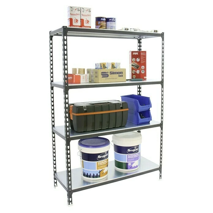 Simonrack Simonclick Metallregal Super Plus L X B X H: 30 X 110 X 150 Cm, Traglast: 180 Kg/Boden, Anzahl Böden: 4 Stk., Stecken, Anthrazit/Weiß 4 Simonrack Simonclick Metallregal Super Plus L X B X H: 30 X 110 X 150 Cm, Traglast: 180 Kg/Boden, Anzahl Böden: 4 Stk., Stecken, Anthrazit/Weiß – Bild 2