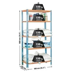 Simonrack Maderclick Metallregal L X B X H: 50 X 90 X 180 Cm, Traglast: 150 Kg/Boden, Anzahl Böden: 5, Stecken, Blau/Orange -Heimwerkzeuge erkäufe 2024 12 4426