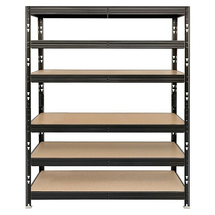 Metall-Schwerlastregal L X B X H: 50 X 120 X 180 Cm, Traglast: 300 Kg/Boden, Stecken, Schwarz 4 Metall-Schwerlastregal L X B X H: 50 X 120 X 180 Cm, Traglast: 300 Kg/Boden, Stecken, Schwarz – Bild 2