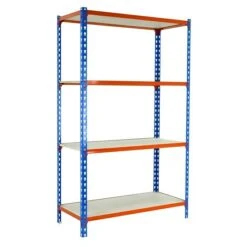 Simonrack Maderclick Metallregal Super Plus L X B X H: 50 X 110 X 150 Cm, Traglast: 150 Kg/Boden, Anzahl Böden: 4, Stecken, Blau/Orange