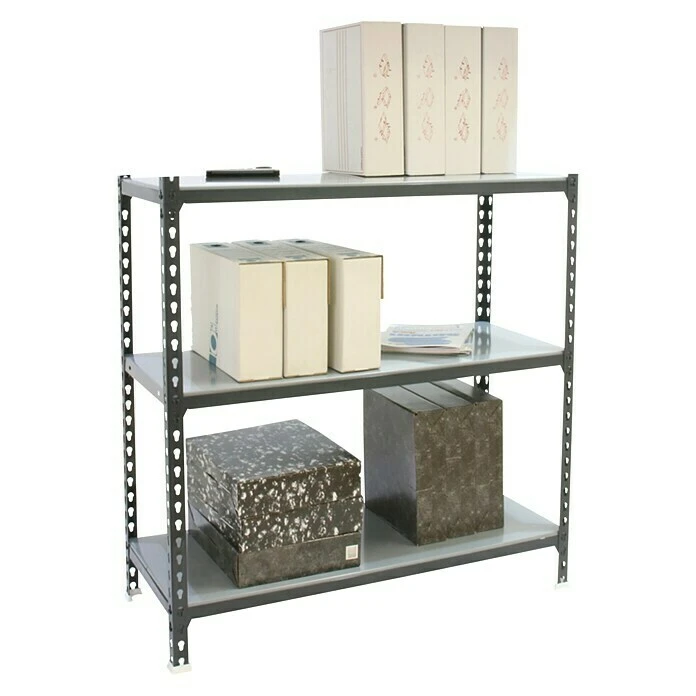 Simonrack Simonclick Metallregal Mini L X B X H: 50 X 80 X 100 Cm, Traglast: 180 Kg/Boden, Anzahl Böden: 3 Stk., Stecken, Anthrazit/Silber 4 Simonrack Simonclick Metallregal Mini L X B X H: 50 X 80 X 100 Cm, Traglast: 180 Kg/Boden, Anzahl Böden: 3 Stk., Stecken, Anthrazit/Silber – Bild 2