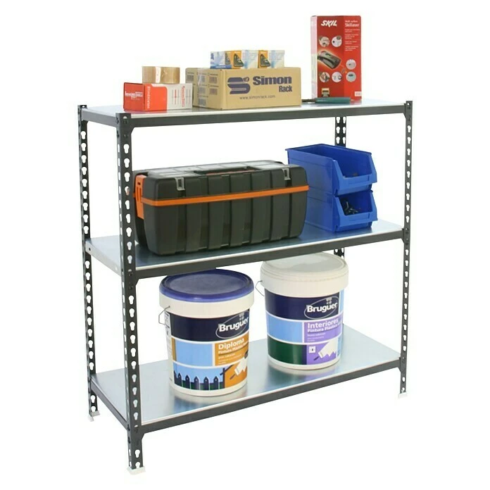 Simonrack Simonclick Metallregal Mini L X B X H: 50 X 80 X 100 Cm, Traglast: 180 Kg/Boden, Anzahl Böden: 3 Stk., Stecken, Anthrazit/Silber 5 Simonrack Simonclick Metallregal Mini L X B X H: 50 X 80 X 100 Cm, Traglast: 180 Kg/Boden, Anzahl Böden: 3 Stk., Stecken, Anthrazit/Silber – Bild 3