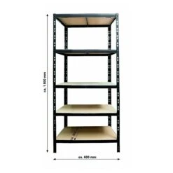 Metall-Schwerlastregal M L X B X H: 50 X 60 X 180 Cm, Traglast: 290 Kg/Boden, Anzahl Böden: 5 Stk., Stecken, Schwarz