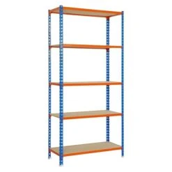 Simonrack Maderclick Metallregal Super Plus L X B X H: 50 X 110 X 200 Cm, Traglast: 150 Kg/Boden, Anzahl Böden: 5, Stecken, Blau/Orange