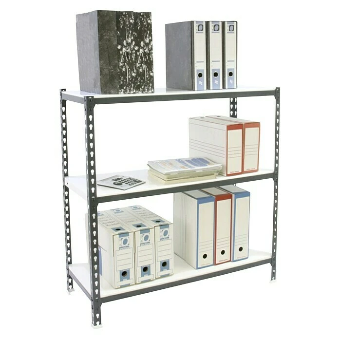 Simonrack Simonclick Metallregal Mini L X B X H: 40 X 80 X 90 Cm, Traglast: 180 Kg/Boden, Anzahl Böden: 3 Stk., Stecken, Anthrazit/Weiß 4 Simonrack Simonclick Metallregal Mini L X B X H: 40 X 80 X 90 Cm, Traglast: 180 Kg/Boden, Anzahl Böden: 3 Stk., Stecken, Anthrazit/Weiß – Bild 2