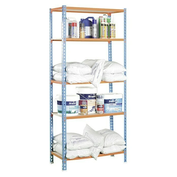 Simonrack Maderclick Metallregal Plus L X B X H: 50 X 100 X 200 Cm, Traglast: 150 Kg/Boden, Anzahl Böden: 5, Stecken, Blau/Orange 5 Simonrack Maderclick Metallregal Plus L X B X H: 50 X 100 X 200 Cm, Traglast: 150 Kg/Boden, Anzahl Böden: 5, Stecken, Blau/Orange – Bild 3