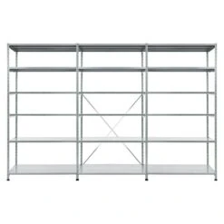 Scholz Metall-Lagerregal SE Länge: 400 Mm, Breite: 3.070 Mm, Höhe: 2.280 Mm, Traglast: 140 Kg/Boden, Anzahl Böden: 6 Stk.