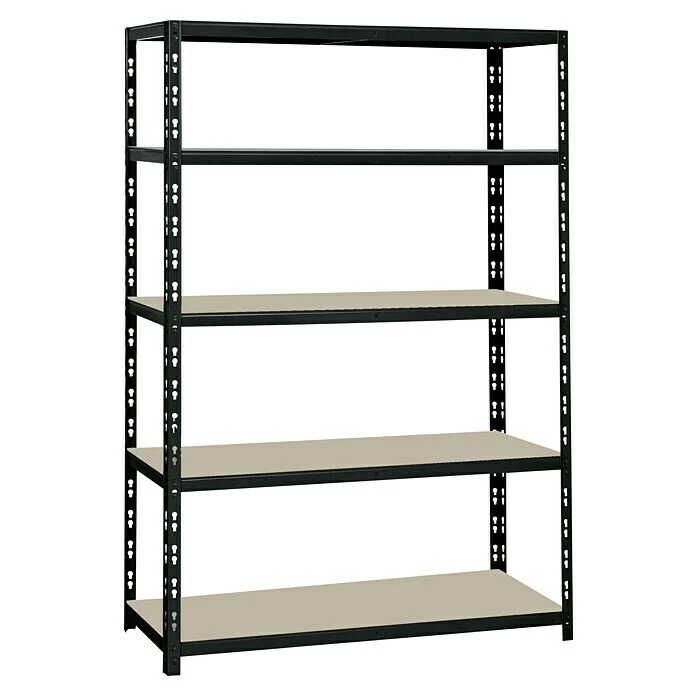 Regalux Metall-Schwerlastregal XL L X B X H: 50 X 120 X 180 Cm, Traglast: 290 Kg/Boden, Anzahl Böden: 5 Stk., Stecken, Schwarz 3 Regalux Metall-Schwerlastregal XL L X B X H: 50 X 120 X 180 Cm, Traglast: 290 Kg/Boden, Anzahl Böden: 5 Stk., Stecken, Schwarz