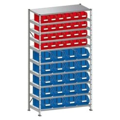 Scholz System Metall-Sichtlagerkastenregal Grundelement S300 320 X 1.050 X 1.920 Mm, Traglast: 90 Kg/Boden, Stecken