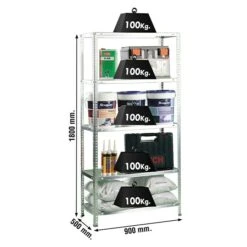 Simonrack Comfort Metallregal L X B X H: 50 X 90 X 180 Cm, Traglast: 100 Kg/Boden, Anzahl Böden: 5, Schrauben, Silber -Heimwerkzeuge erkäufe 2024 12 4686