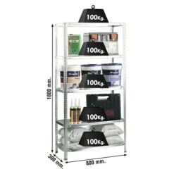 Simonrack Comfort Metallregal L X B X H: 30 X 80 X 180 Cm, Traglast: 100 Kg/Boden, Anzahl Böden: 5, Schrauben, Silber -Heimwerkzeuge erkäufe 2024 12 4695