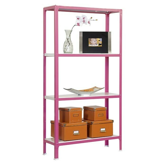 Simonrack Homeclick Metallregal Mini L X B X H: 40 X 80 X 160 Cm, Traglast: 150 Kg/Boden, Anzahl Böden: 4 Stk., Rosa 4 Simonrack Homeclick Metallregal Mini L X B X H: 40 X 80 X 160 Cm, Traglast: 150 Kg/Boden, Anzahl Böden: 4 Stk., Rosa – Bild 2