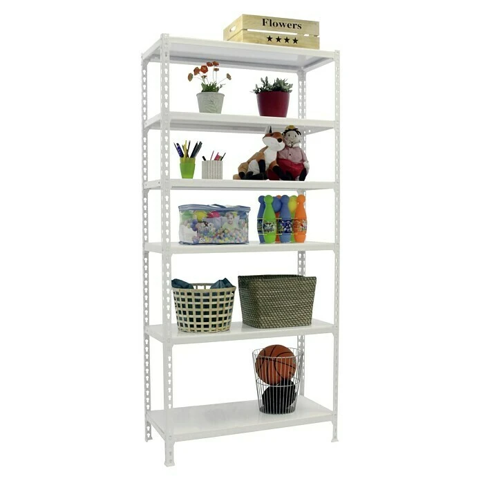 Simonrack Simonclick Metallregal L X B X H: 30 X 90 X 250 Cm, Traglast: 180 Kg/Boden, Anzahl Böden: 6 Stk., Stecken, Weiß 5 Simonrack Simonclick Metallregal L X B X H: 30 X 90 X 250 Cm, Traglast: 180 Kg/Boden, Anzahl Böden: 6 Stk., Stecken, Weiß – Bild 3