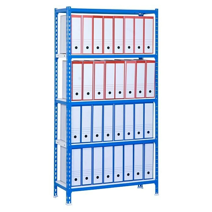 Simonrack Simonclick Metallregal L X B X H: 40 X 90 X 180 Cm, Traglast: 180 Kg/Boden, Anzahl Böden: 5 Stk., Stecken, Blau/Weiß 5 Simonrack Simonclick Metallregal L X B X H: 40 X 90 X 180 Cm, Traglast: 180 Kg/Boden, Anzahl Böden: 5 Stk., Stecken, Blau/Weiß – Bild 3
