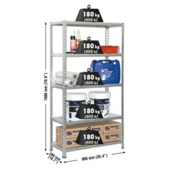 Simonrack Simonclick Metallregal L X B X H: 50 X 90 X 180 Cm, Traglast: 180 Kg/Boden, Anzahl Böden: 5 Stk., Stecken, Silber -Heimwerkzeuge erkäufe 2024 12 4860