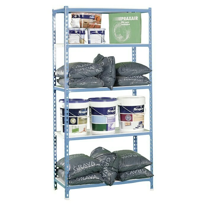 Simonrack Simonclick Metallregal Mini L X B X H: 40 X 80 X 180 Cm, Traglast: 180 Kg/Boden, Anzahl Böden: 5 Stk., Stecken, Blau/Weiß 5 Simonrack Simonclick Metallregal Mini L X B X H: 40 X 80 X 180 Cm, Traglast: 180 Kg/Boden, Anzahl Böden: 5 Stk., Stecken, Blau/Weiß – Bild 3