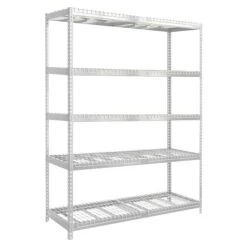 Simonrack Ecoforte Metall-Schwerlastregal Rex L X B X H: 60 X 180 X 200 Cm, Traglast: 400 Kg/Boden, Anzahl Böden: 5 Stk., Stecken, Silber