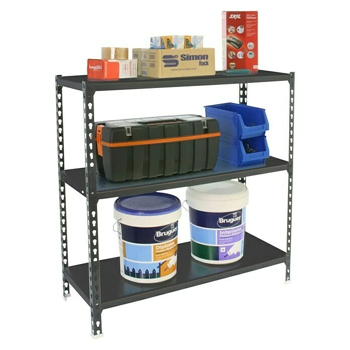 Simonrack Simonclick Metallregal L X B X H: 40 X 100 X 100 Cm, Traglast: 180 Kg/Boden, Anzahl Böden: 3 Stk., Stecken, Anthrazit 4 Simonrack Simonclick Metallregal L X B X H: 40 X 100 X 100 Cm, Traglast: 180 Kg/Boden, Anzahl Böden: 3 Stk., Stecken, Anthrazit – Bild 2