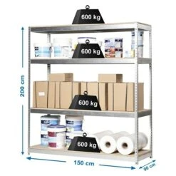 Simonrack Simonforte Metall-Schwerlastregal L X B X H: 90 X 150 X 200 Cm, Traglast: 600 Kg/Boden, Anzahl Böden: 4, Silber -Heimwerkzeuge erkäufe 2024 12 4947