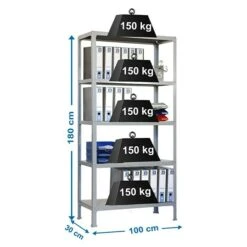 Simonrack Homeclick Metallregal Plus L X B X H: 30 X 100 X 180 Cm, Traglast: 150 Kg/Boden, Anzahl Böden: 5 Stk., Stecken, Grau -Heimwerkzeuge erkäufe 2024 12 4963