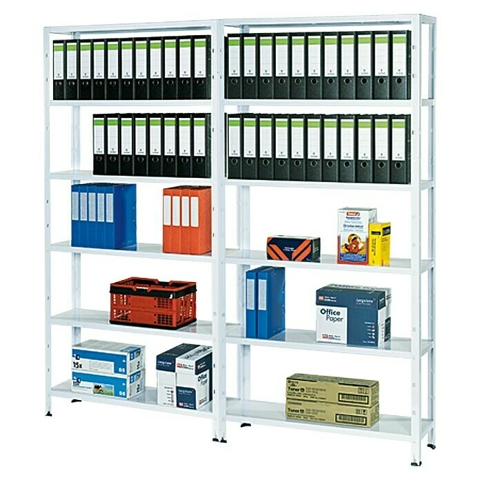 Regalux Aktenregal Office 100 30 X 100 X 209 Cm, Traglast: 60 Kg/Boden, Weiß 5 Regalux Aktenregal Office 100 30 X 100 X 209 Cm, Traglast: 60 Kg/Boden, Weiß – Bild 3