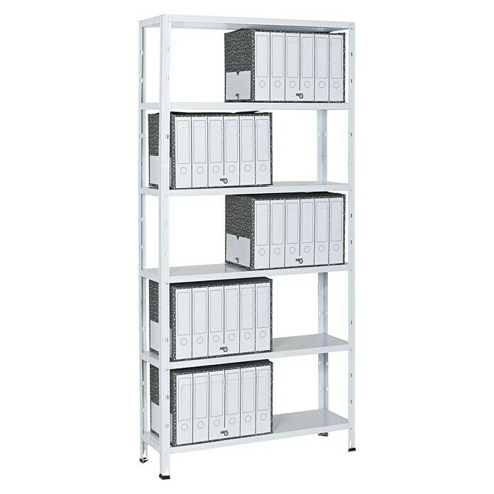 Regalux Aktenregal Office 100 30 X 100 X 209 Cm, Traglast: 60 Kg/Boden, Weiß 7 Regalux Aktenregal Office 100 30 X 100 X 209 Cm, Traglast: 60 Kg/Boden, Weiß – Bild 5