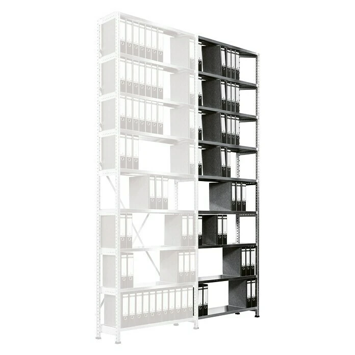 Scholz Aktenregal Anbauelement Länge: 1.010 Mm, Breite: 300 Mm, Höhe: 3.000 Mm, Traglast: 80 Kg/Boden, Anzahl Böden: 9 Stk. 4 Scholz Aktenregal Anbauelement Länge: 1.010 Mm, Breite: 300 Mm, Höhe: 3.000 Mm, Traglast: 80 Kg/Boden, Anzahl Böden: 9 Stk. – Bild 2